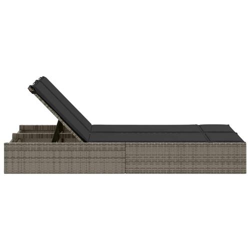 Loungesofa med hynder polyrattan grå