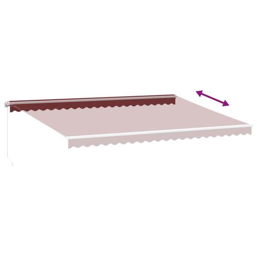 Markise med LED-lys 500x300 cm manuel betjening bordeauxfarvet