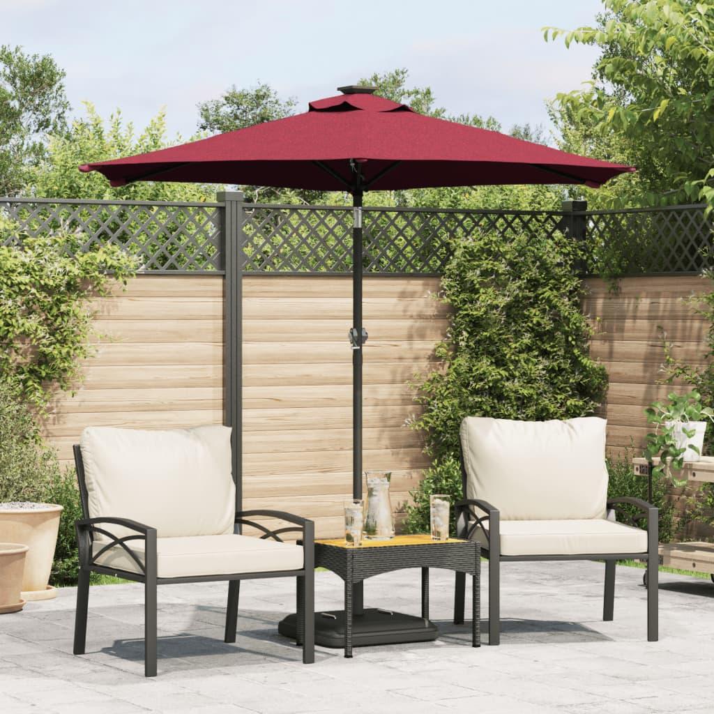 Parasol med stålstang 225x225x212 cm bordeauxrød