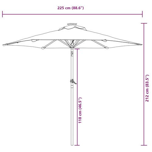 Parasol med stålstang 225x225x212 cm antracitgrå