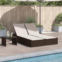 Solseng med hynder polyrattan brun
