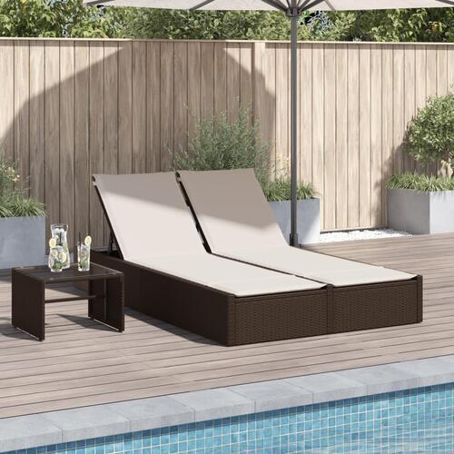 Solseng med hynder polyrattan brun