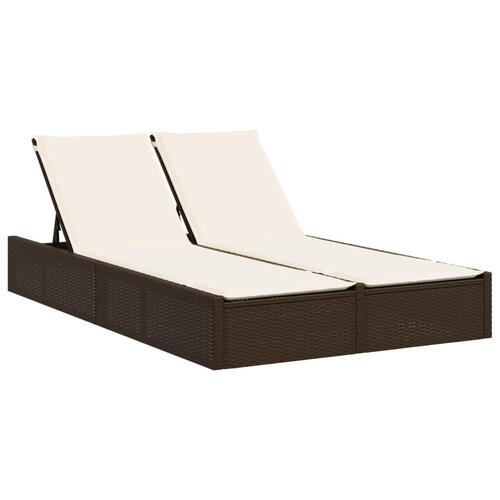 Solseng med hynder polyrattan brun