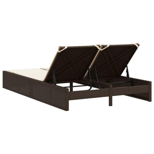 Solseng med hynder polyrattan brun