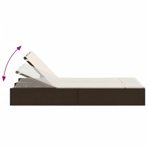 Solseng med hynder polyrattan brun