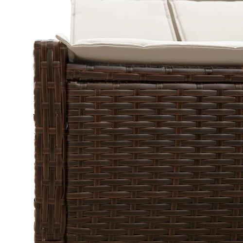 Solseng med hynder polyrattan brun