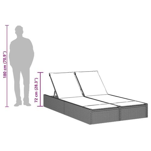 Solseng med hynder polyrattan brun
