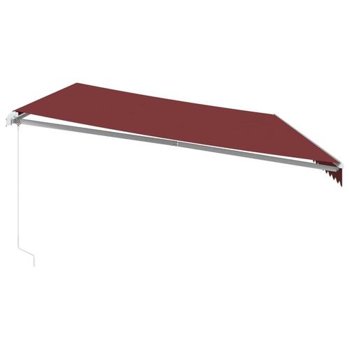 Markise med LED-lys 600x300 cm manuel betjening bordeauxfarvet