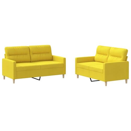 2 personers sofa med hynder stof lysegul