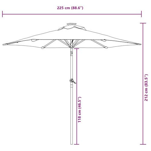 Parasol med stålstang 225x225x212 cm hvid