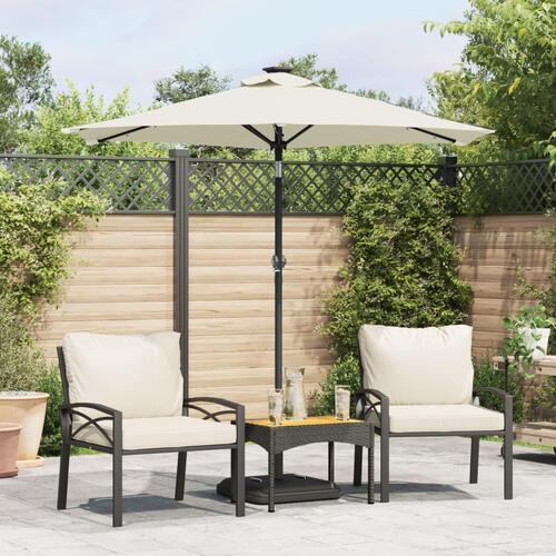 Parasol med LED-lys og stålstang 225x225x212 cm hvid
