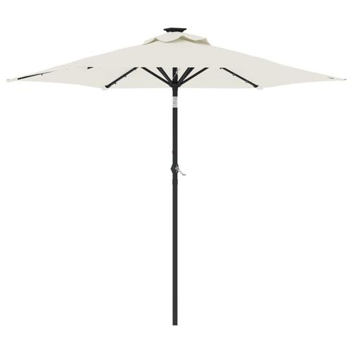 Parasol med LED-lys og stålstang 225x225x212 cm hvid