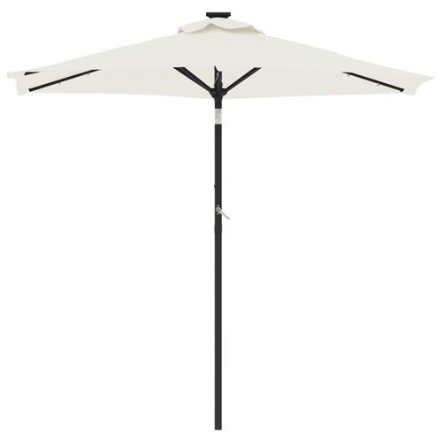 Parasol med LED-lys og stålstang 225x225x212 cm hvid