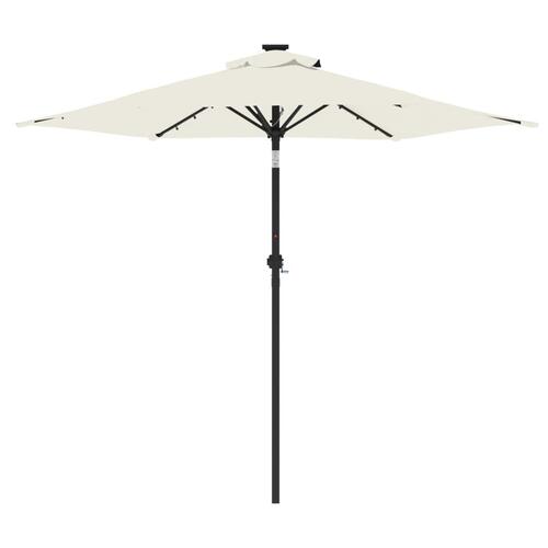 Parasol med LED-lys og stålstang 225x225x212 cm hvid