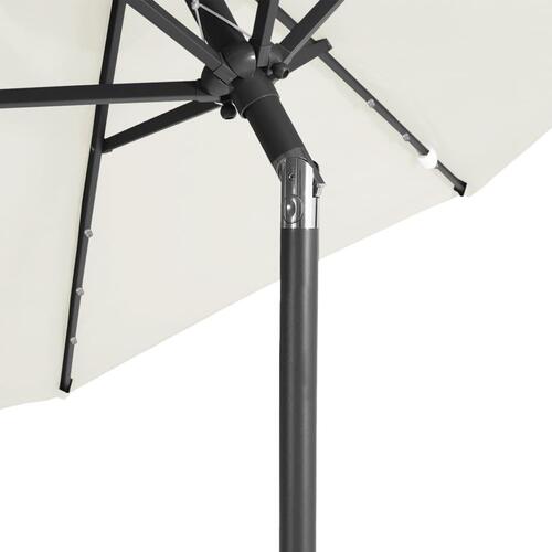 Parasol med LED-lys og stålstang 225x225x212 cm hvid