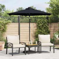 Parasol med LED-lys og stålstang 225x225x212 cm sort