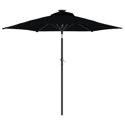 Parasol med LED-lys og stålstang 225x225x212 cm sort