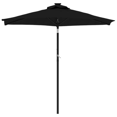 Parasol med LED-lys og stålstang 225x225x212 cm sort