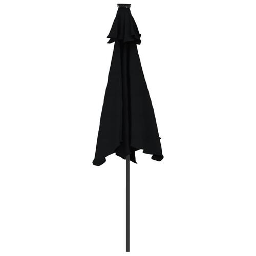 Parasol med LED-lys og stålstang 225x225x212 cm sort