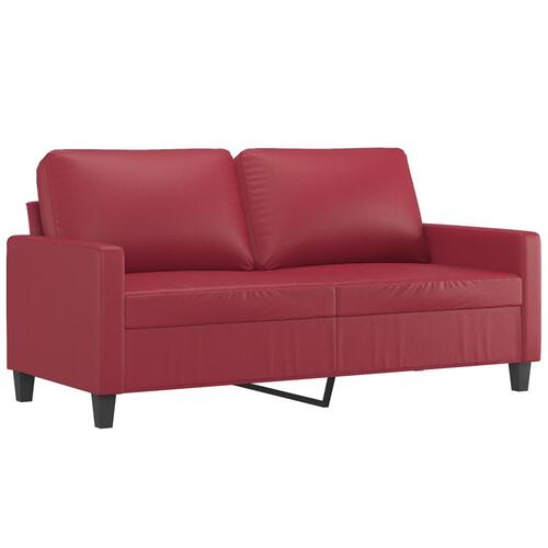 2 personers sofa med hynder kunstlæder vinrød