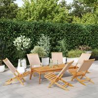 Havestole 6 stk. foldbar stof massivt træ beige