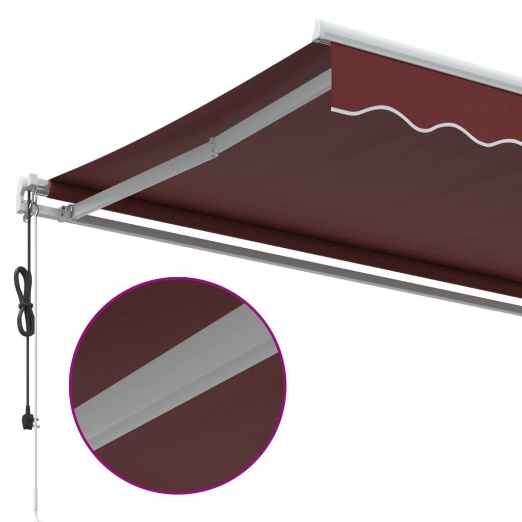 Markise 450x350 cm automatisk betjening bordeauxfarvet