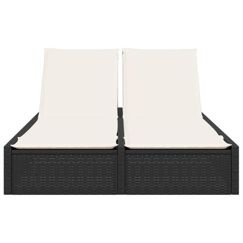 Dobbelt loungesofa med hynder polyrattan sort