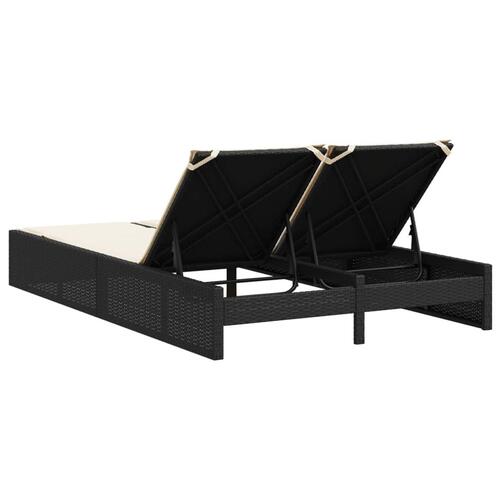 Dobbelt loungesofa med hynder polyrattan sort