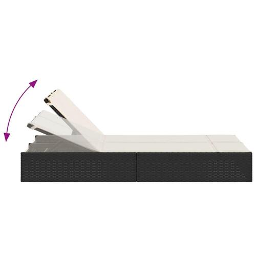 Dobbelt loungesofa med hynder polyrattan sort