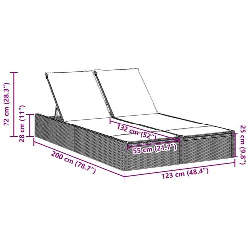 Dobbelt loungesofa med hynder polyrattan sort