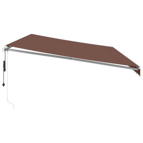 Markise med LED-lys 600x300 cm automatisk betjening brun