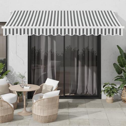 Markise 350x250 cm automatisk betjening antracitgrå og hvid