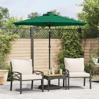 Parasol med LED-lys og stålstang 225x225x212 cm grøn