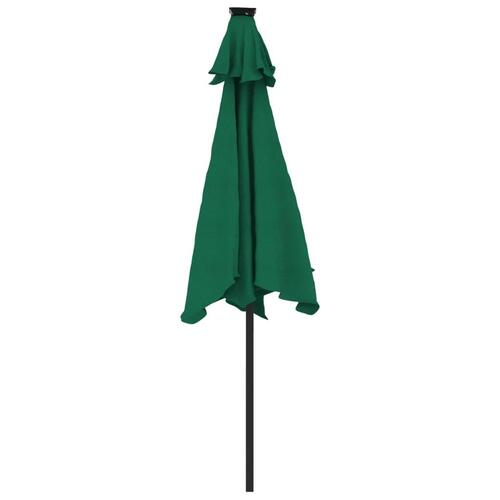 Parasol med LED-lys og stålstang 225x225x212 cm grøn