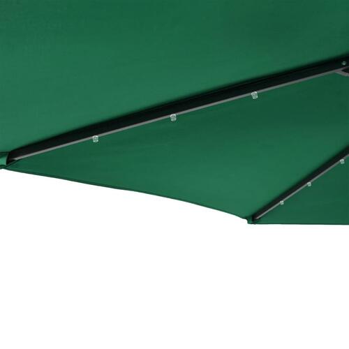 Parasol med LED-lys og stålstang 225x225x212 cm grøn