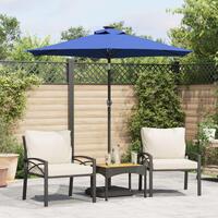 Parasol med LED-lys og stålstang 225x225x212 cm azurblå