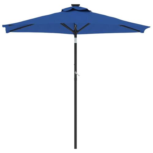 Parasol med LED-lys og stålstang 225x225x212 cm azurblå