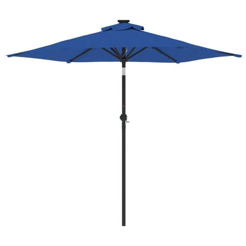 Parasol med LED-lys og stålstang 225x225x212 cm azurblå
