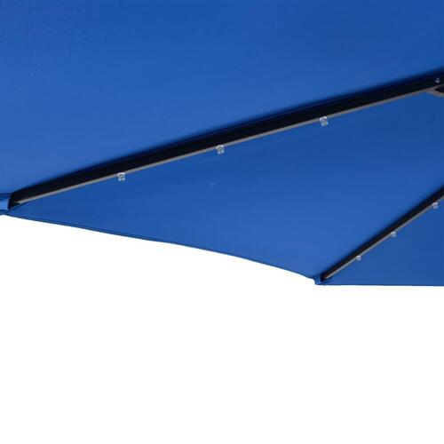 Parasol med LED-lys og stålstang 225x225x212 cm azurblå