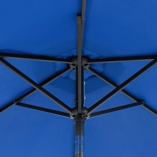 Parasol med LED-lys og stålstang 225x225x212 cm azurblå