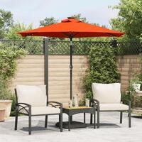 Parasol med LED-lys og stålstang 225x225x212cm terrakottafarvet
