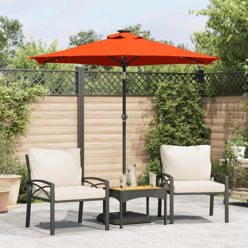 Parasol med LED-lys og stålstang 225x225x212cm terrakottafarvet