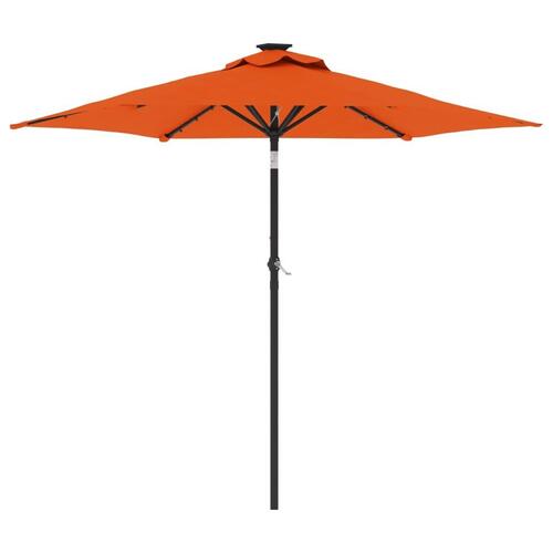 Parasol med LED-lys og stålstang 225x225x212cm terrakottafarvet