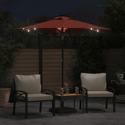 Parasol med LED-lys og stålstang 225x225x212cm terrakottafarvet