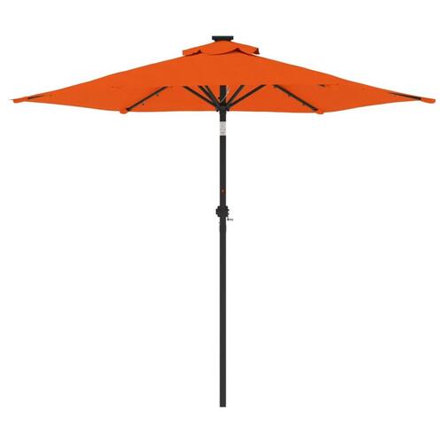 Parasol med LED-lys og stålstang 225x225x212cm terrakottafarvet