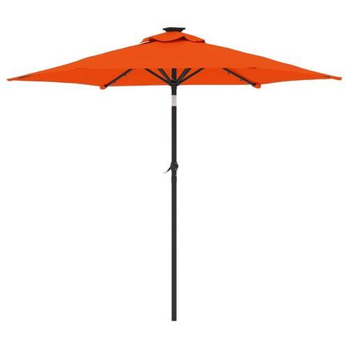 Parasol med LED-lys og stålstang 225x225x212cm terrakottafarvet