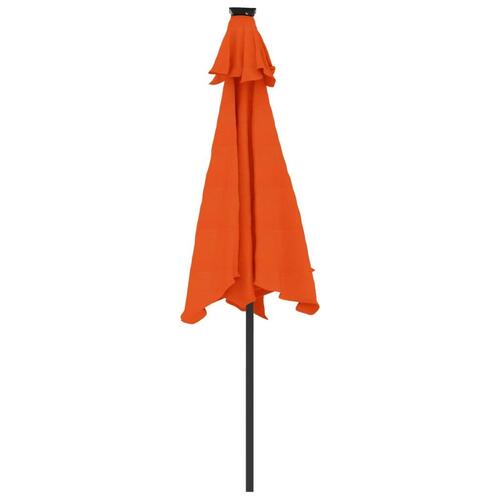 Parasol med LED-lys og stålstang 225x225x212cm terrakottafarvet