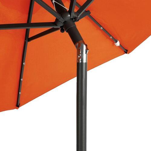 Parasol med LED-lys og stålstang 225x225x212cm terrakottafarvet
