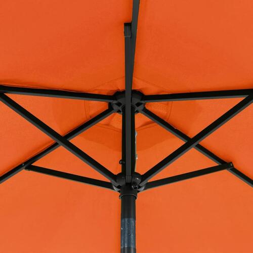 Parasol med LED-lys og stålstang 225x225x212cm terrakottafarvet