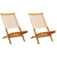 Havestole 2 stk. massivt akacietræ og stof beige
